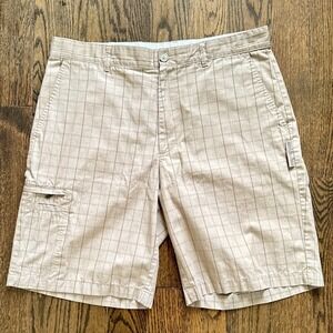 Greg Norman Five Iron Golf Shorts Mens 34 Plaid Cargo Pockets Performance Cotton